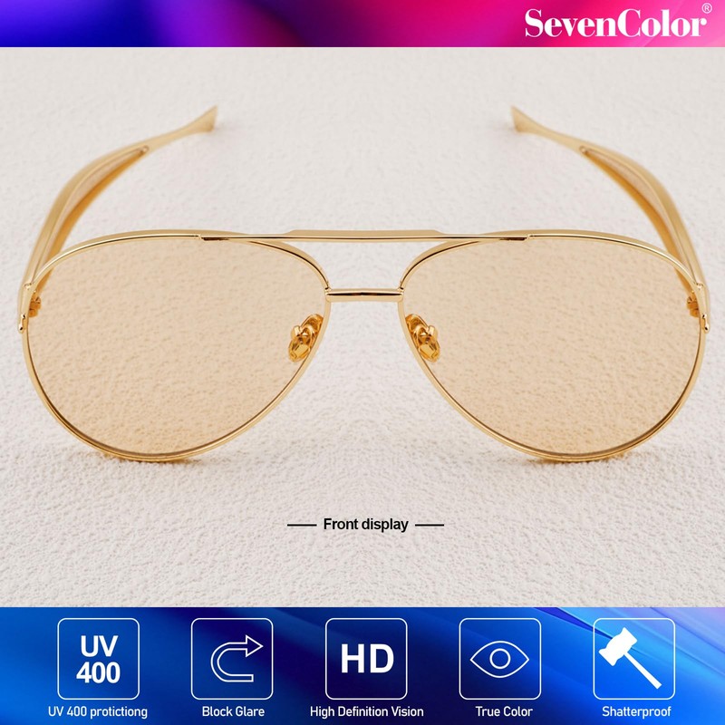 SevenColor Trendy Oversized Aviator Sunglasses for Women Men 2025 Gold