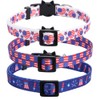 Lamphyface 3 Pack American Flag Cat Collar with Bell Breakaway