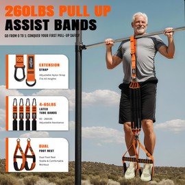 Pull Up Bands, Heavy Duty Resistance Bands with Handle, Workout Bands for Pull Up Bar, Two Feet Pull Up Assist Band Set for Exercise, Full Body Workout, Home Gym for Enhanced Strength, Muscle Training