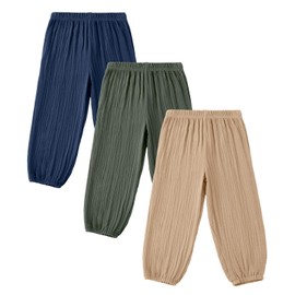 U·nikaka 3-Pack Baby Boys Pants Solid Toddler Sweatpants Cotton Infant Boys Harem Pants Crawling Bloomers Casual Jogger