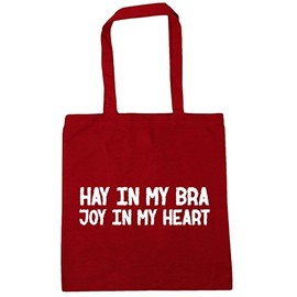 Hippowarehouse Hay in my bra joy in my heart Tote Shopping Gym Beach Bag 42cm x38cm, 10 litres