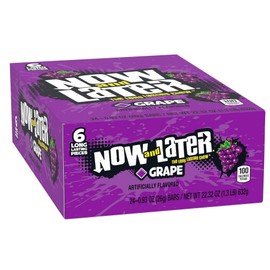 Now & Later Original Taffy Chews Candy, Grape, 6 count, 0.93 Ounce Bar, Pack of 24
