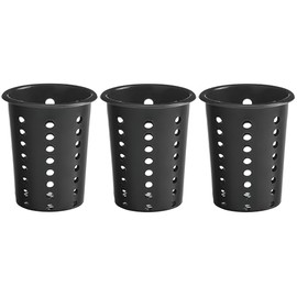 OCS Parts Perforated Utensil Drying Cups | Black | Set of 3 | Plastic Flatware Holder Cylinders for Kitchen Counter Organization