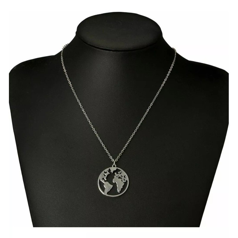 Deluxe Collar Dije Mapa Mundi Regalo Mamá Hija Maestra Abuela