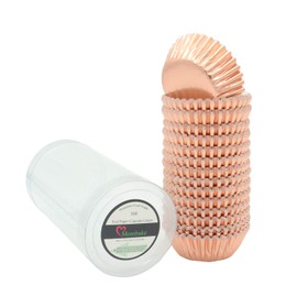 Mombake Mini Foil Cupcake Cases,Muffin Baking Cups(Rosegold, 300-Count)