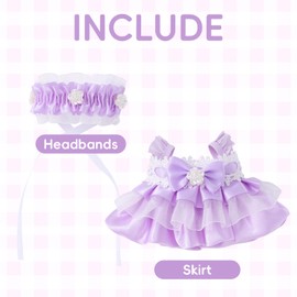 Purple Clothes for 17cm Dolls(No Doll Included) - Cute Doll Outfits for Dress up Unique Style, Including Dresses and Floral Headpiece