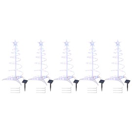 Yescom Munchkin 2ft Solar Spiral Tree Light 79 LEDs Indoor Tabletop Outdoor Pathway Holiday Party Event Decor Water Resistant with Star Topper Metal Stakes Multi-Color 5 Pack
