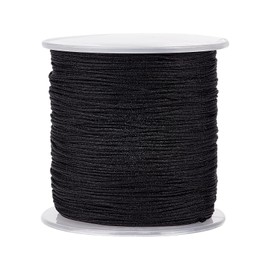 PandaHall 1 mm 100 m Black Nylon Cord Wind Chime Cord Replacement Braided Lift Shade Blind String Hand Knitting Cord Beading Thread for Windows Repair Gardening Beading String for Jewellery Making