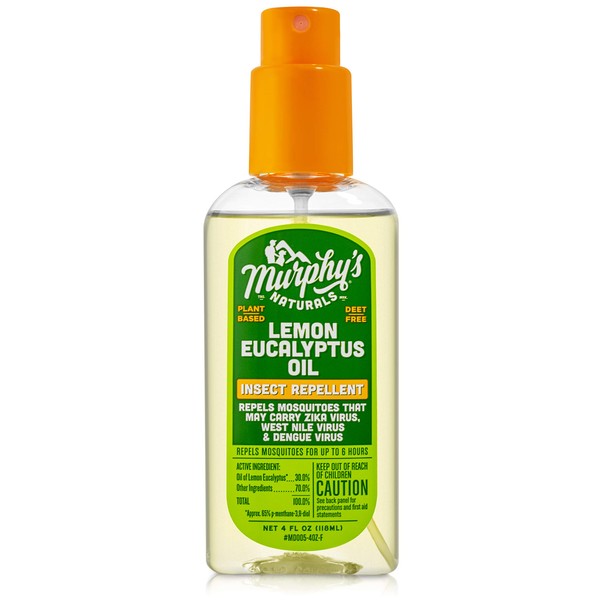 Murphy's Naturals Lemon Eucalyptus Oil Insect Repellent Spray | DEET Free | Plant Based, All Natural Ingredients | Mosquito Repellent | 4 Ounce Pump Spray