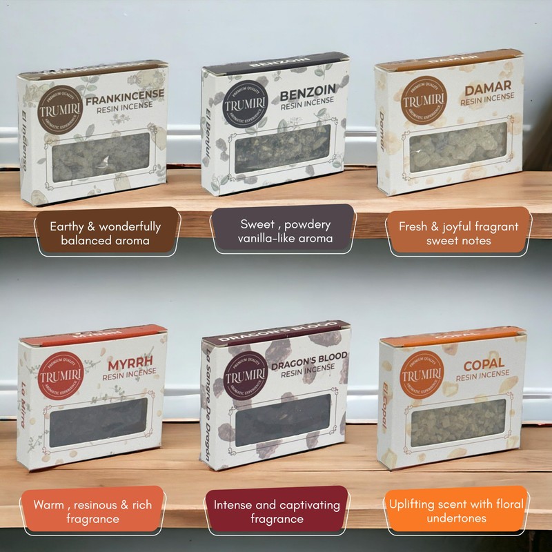 Resin Incense - Natural Tree Gum Sap - 6x30g Variety