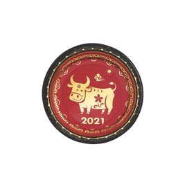 Fun Express Chinese New Year of the Ox Paper Dessert Plates - Party Supplies - 8 Pieces