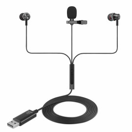 okcsc USB 3.0 Headphones with Microphone with Omnidirectional Microphone for Computer, Wired Headphones USB A30 with Microphone with Lavalier Clamp for Video Recording Youtube, Meeting, Vlogging
