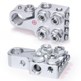 12-Way Lead Acid Battery Terminal Connectors, AGM Post Terminal Ends Battery Post Terminal Ends, Battery Terminal Clamps 8AWG up to 4/0(XL) AWG Gauge, Positive & Negative for SAE/DIN/EN