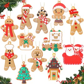 Christmas Tree Decorations, Figurine Hanging Ornaments Set 12PCS Ginger Man with Strings Hanging Ornaments Christmas Gingerbread Ornaments Set for Xmas TreeHoliday Party Festive Season Birthday Gift