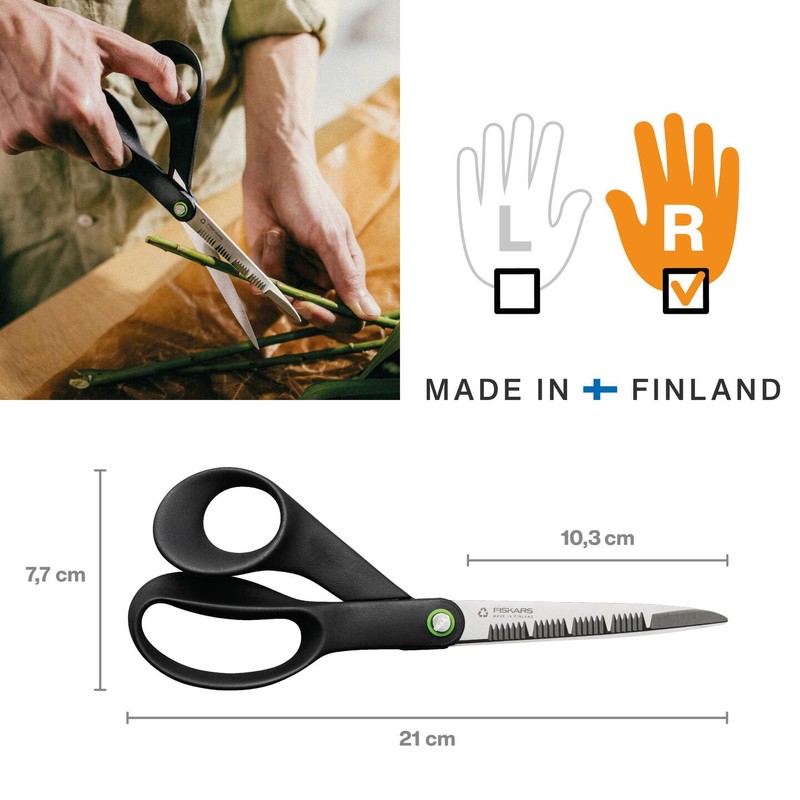 Fiskars ReNew 1074544 Garden Shears, Length: 21 cm, Recycled Stainless