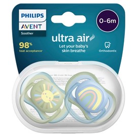 Avent Ultra Air Soother Deco 0-6 Months X 2 (Assorted Designs/Colours)