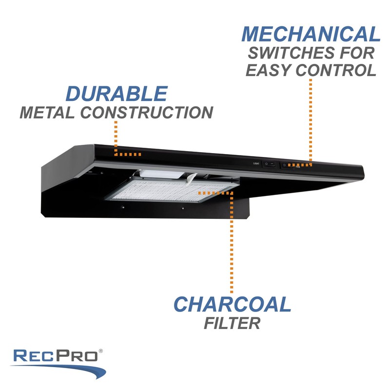 RecPro RV Stove Range Hood Vent with Light | 22"
