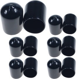Acocony 1 1/8 Inch Rubber Cap Round Rubber End Caps PVC Flexible Protector Plastic Plugs for Round Holes Black Pack of 12