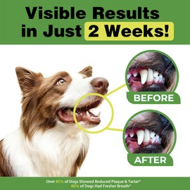 Dog Teeth Cleaning Powder, Dental Powder for Dogs Teeth Cleaning and Breath Fresh, Dog Tartar and Plaque Remover for Dental Care with Enzyme, Probiotics - Targets Tartar & Bad Breath - 150g