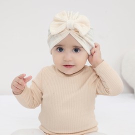 Cinaci 6 Pieces Super Soft Stretchy Baby Turban Hats with Bow Knot Cute Newborn Nursery Hospital Caps Bonnets Beanies Headwraps for Baby Girls Boys Infants Toddlers