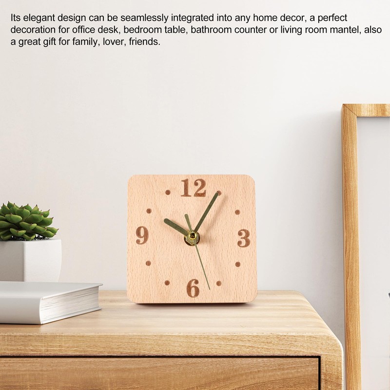 ZONJIE Wood Desk Clock - Silent Non Ticking Silent Clock,