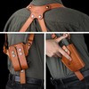 GUN & FLOWER Brown Leather Shoulder Holster Fits Glock 17/19,