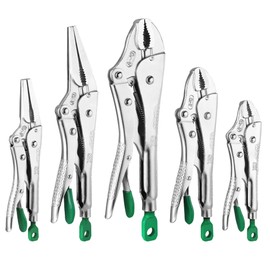 SK locking Pliers Set, Long Nose & Curved Jaw locking Pliers, 5-piece, Premium CR-V Construction, Ergonomic Anti-slip Handle, Ideal for Welding or Assembly