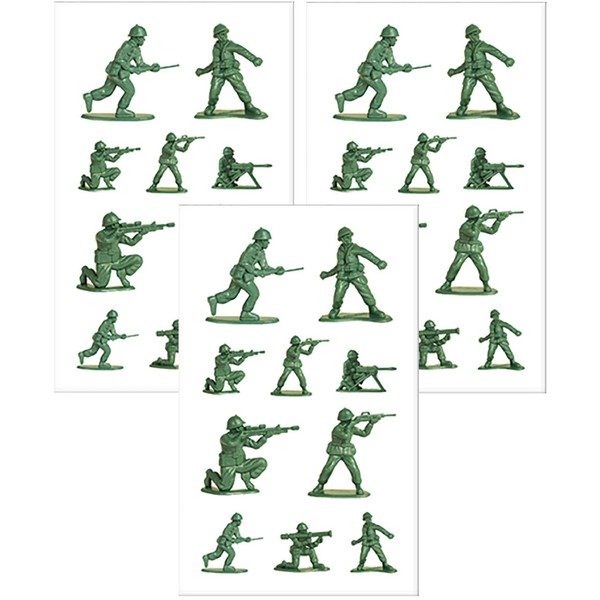 Playhouse Pack of Three Perforated Sticker Half-Sheets for Crafts, Trading & Collecting - Green Army Men
