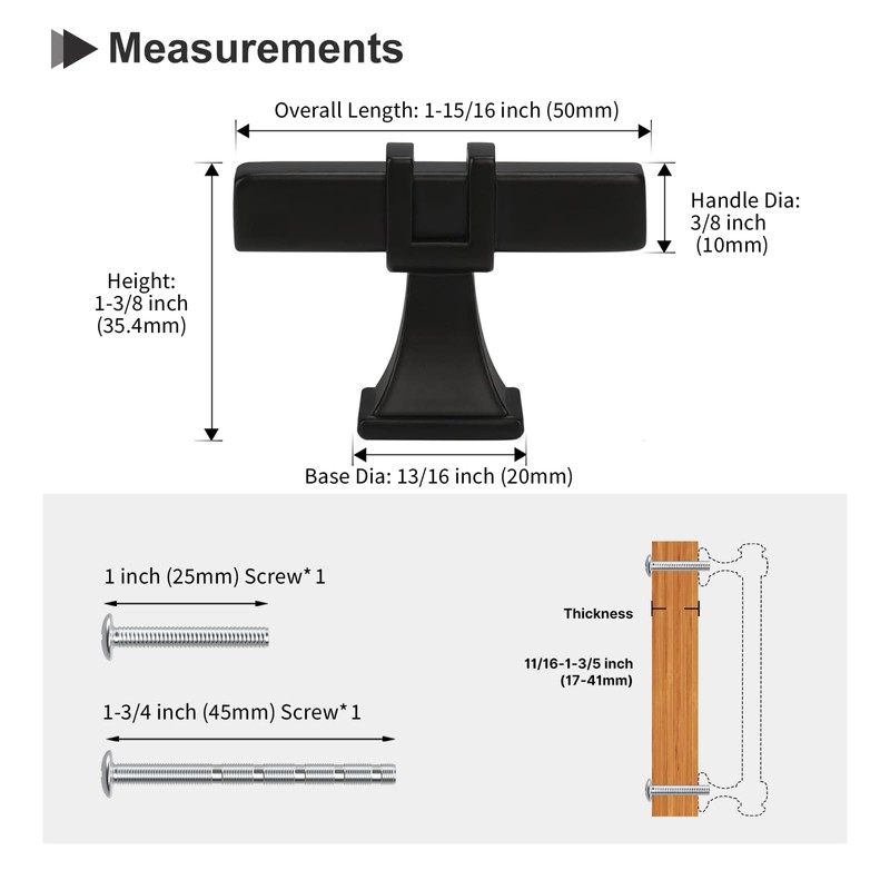 Lepatape 10 Pack Cabinet Knobs Black Dresser Drawer Knobs -