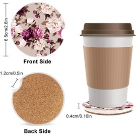 Absorbent Cup Holders Car Coasters,2 Pack Ceramic Stone Drinks Coaster Set for Women Man 2.56"(Watercolor Floral)