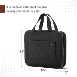 Ms. pen- Travel Toiletry Bag for Women & Men with Hanging Hook, Black, Portable Water-Resistant Travel Makeup Bag