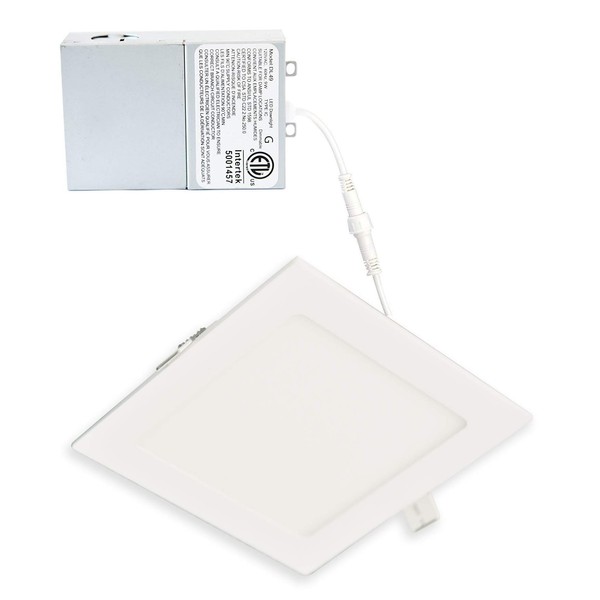 LED FANTASY 4-Inch 9W 120V Square Recessed Ultra Thin Ceiling LED Panel Downlight Light Dimmable Retrofit Slim Wafer IC Rated ETL Energy Star Air Tight 750 Lumens (5000k Daylight, 1 Pack)