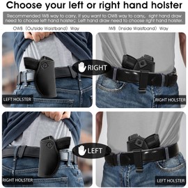 Concealed Carry Holster, Gun Holster for Men and Women, Universal IWB Holsters for Pistols Right and Left Hand, Fits Glock 17 19 26 27 42 43 S&W M&P Shield 9MM Taurus G2 G3 Sig P220 P226 P229