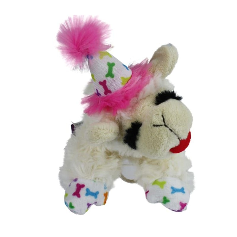 Multipet Pink Happy Birthday Mini Lamb Chop Dog Toy Small