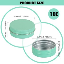 LIYAR Aluminum Tins with Lids for Salve, Salve Tins Container Round Cosmetic Tin Jars Candle Jars Aluminum Tin Cans with Screw Lids for Spice,Salve,Candles(Mint Green) (Mint Green, 48 Pack - 1 oz)