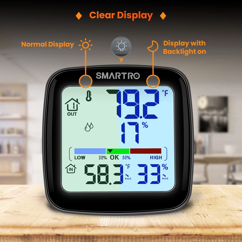 SMARTRO SC92 Professional Indoor Outdoor Thermometer Wireless Digital Hygrometer Room