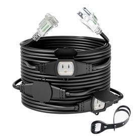 Yodotek 25FT 14 Gauge Outdoor Power Extension Cord,Four Outlet Cable.Multiple Evenly-Spaced Plug Ideal for Landscaping Light,Stage Backline,Holiday Decoration and Christmas,ETL Listed Cord Splitter