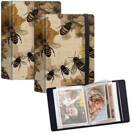 JANENFNA 4x6 Photo Albums 120 Pockets Hold 4x6 Photos, Bees Honeysuckles Mini Photo Album 4x6, Photo Album 4x6 Leather Cover Family Wedding Baby Photo Books for 4x6 Pictures