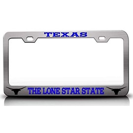 Custom Brother - Texas The Lone Star State Cowboy Horn Metal Car SUV Truck License Plate Frame Ch a11