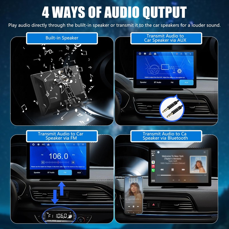 9-Inch Wireless Apple CarPlay & Android Auto, Portable Carplay Radio,