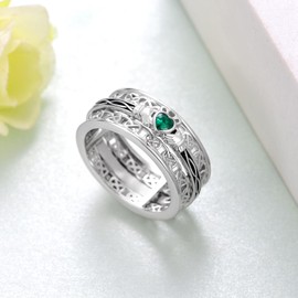 Claddagh Ring 925 Sterling Silver Claddagh Spinning Ring Irish Jewelry Gifts for Women Men (Size 7)