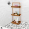 Utoplike Teak Shower Caddy Corner, 3 Tier Standing Shower Organizer