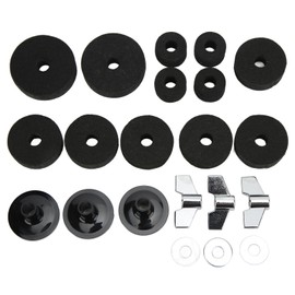 21Pcs Cymbal Replacement Accessories Felts Sleeves Wing Nuts Washers for Hi Hat Clutch CupBlack