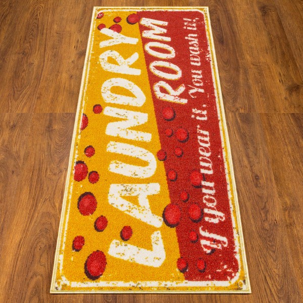 Ottomanson Laundry Collection Runner Rug, 20" x 59", Yellow/Red