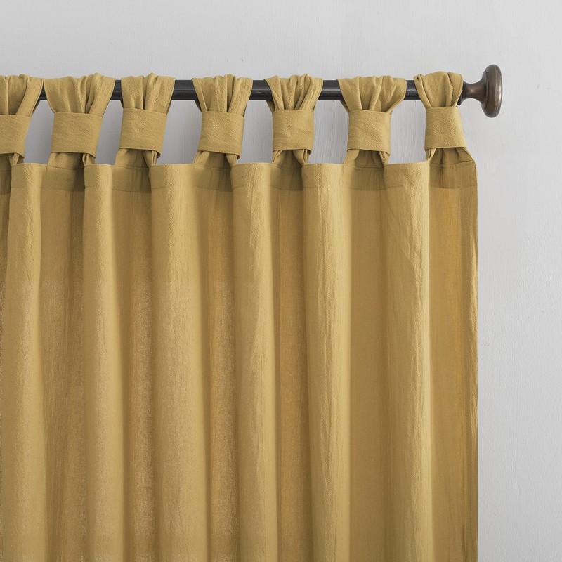 Archaeo Washed Cotton Twist Tab Curtain, 52" x 84", Mustard