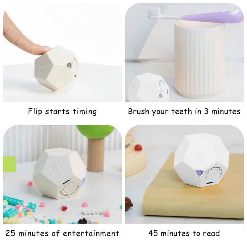 Senbos Mini Cube Timer, Rechargeable Pomodoro Countdown Timer 11 Preset