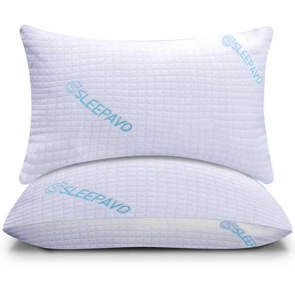 Shredded Memory Foam Pillows - Gel Pillow Queen Size Set of 2 - Gel Cooling Memory Foam Pillows for Bed - Bed Pillows for Sleeping 2 Pack - Adjustable Queen Pillows 2 Pack - Extra Firm