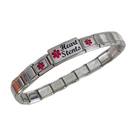 Gadow Jewelry Heart Stents Medical Bracelet Italian Charm Style Stretchy no Clasp Stainless Steel Any Size Awareness