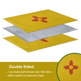 SYII New Mexico Flag 3x5 Feet Made in USA, Double Sided 3 Ply New Mexico NM State Flags with 2 Brass Grommets, Heavy Duty Polyester Vivid Color Outdoor Banner