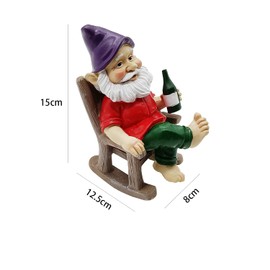 Outdoor Funny Garden Gnomes Decoration Statue Dwarf Figurines Ornament Resin Sculpture Rocking Chair Drinking Gnome Statue For Pation Yard Lawn Indoor Tabletop Home